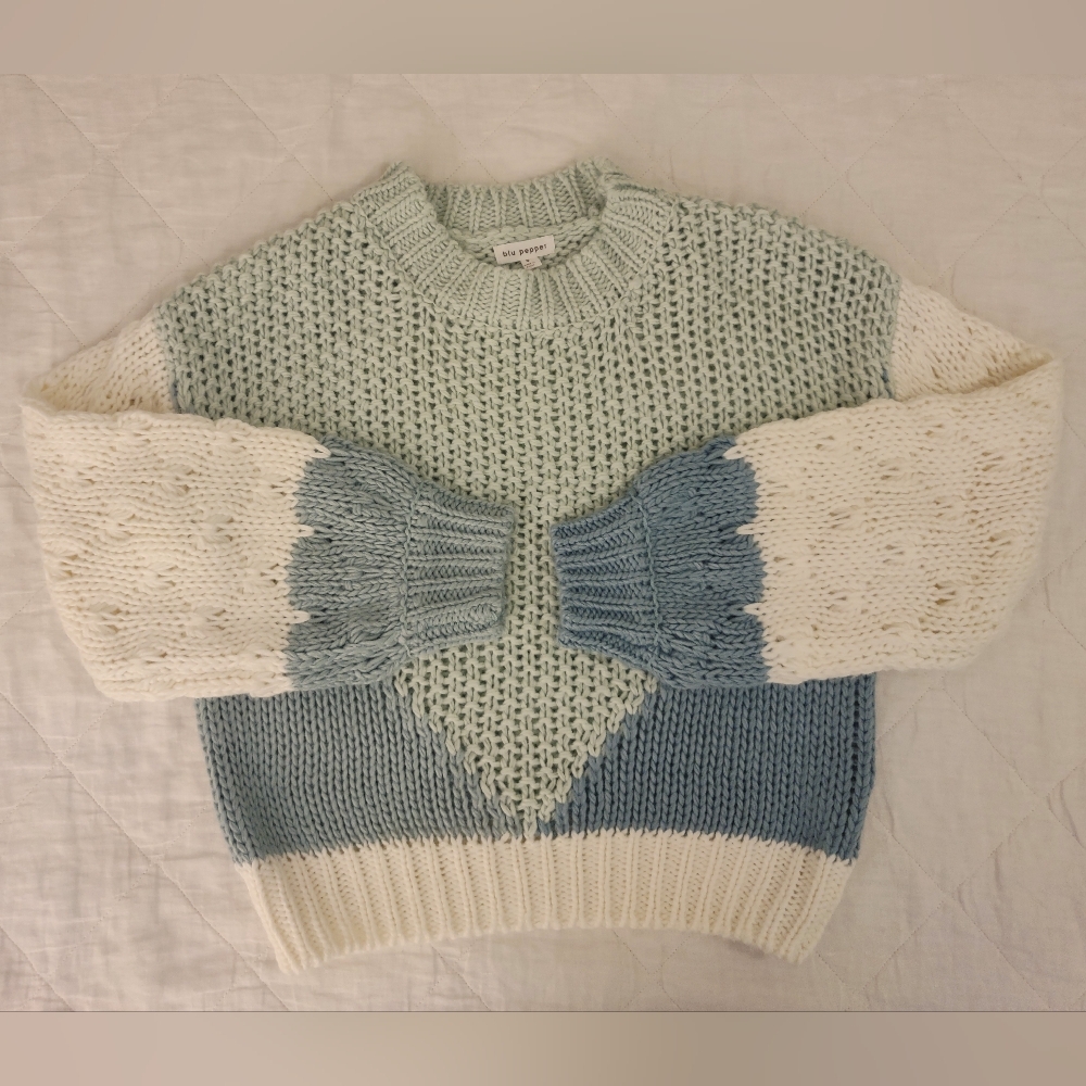 Rare! NWOT Bohme Blu Pepper Knit V Color Block Sweater, Small
